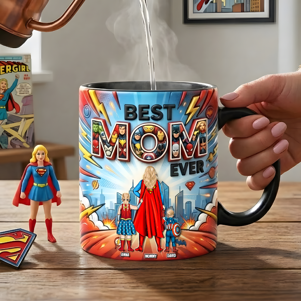 Personalized Best Mom Ever Boss Energy Accent Mug Gift