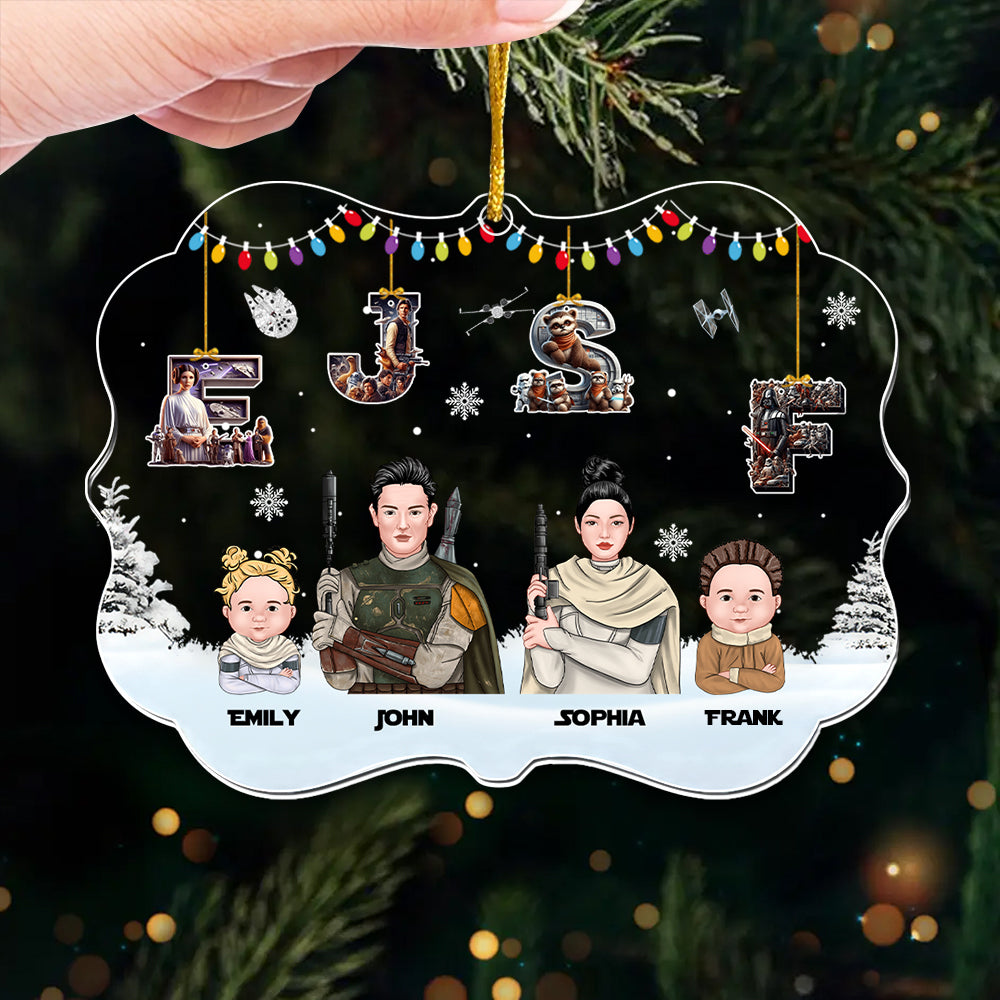 Personalized Family Acrylic Ornament with Alphabet Design for Christmas