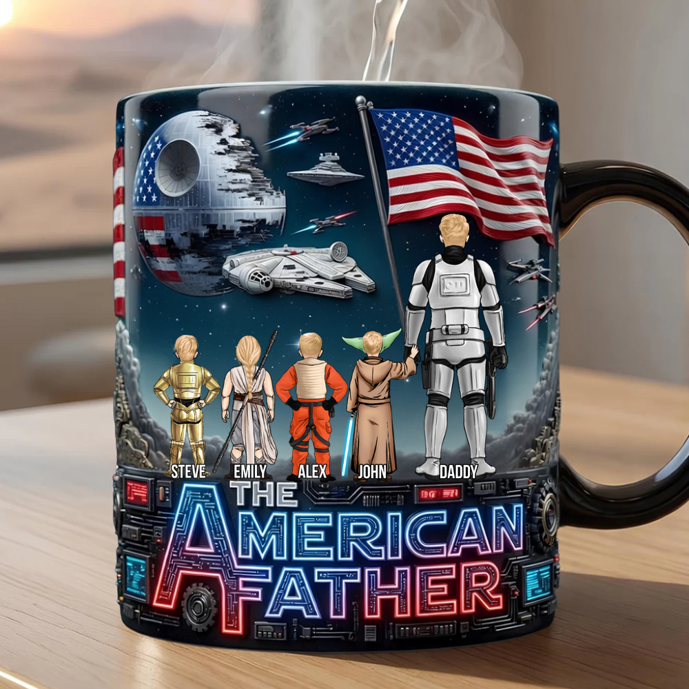 Personalized American Father Accent Mug Custom Gift for Dad