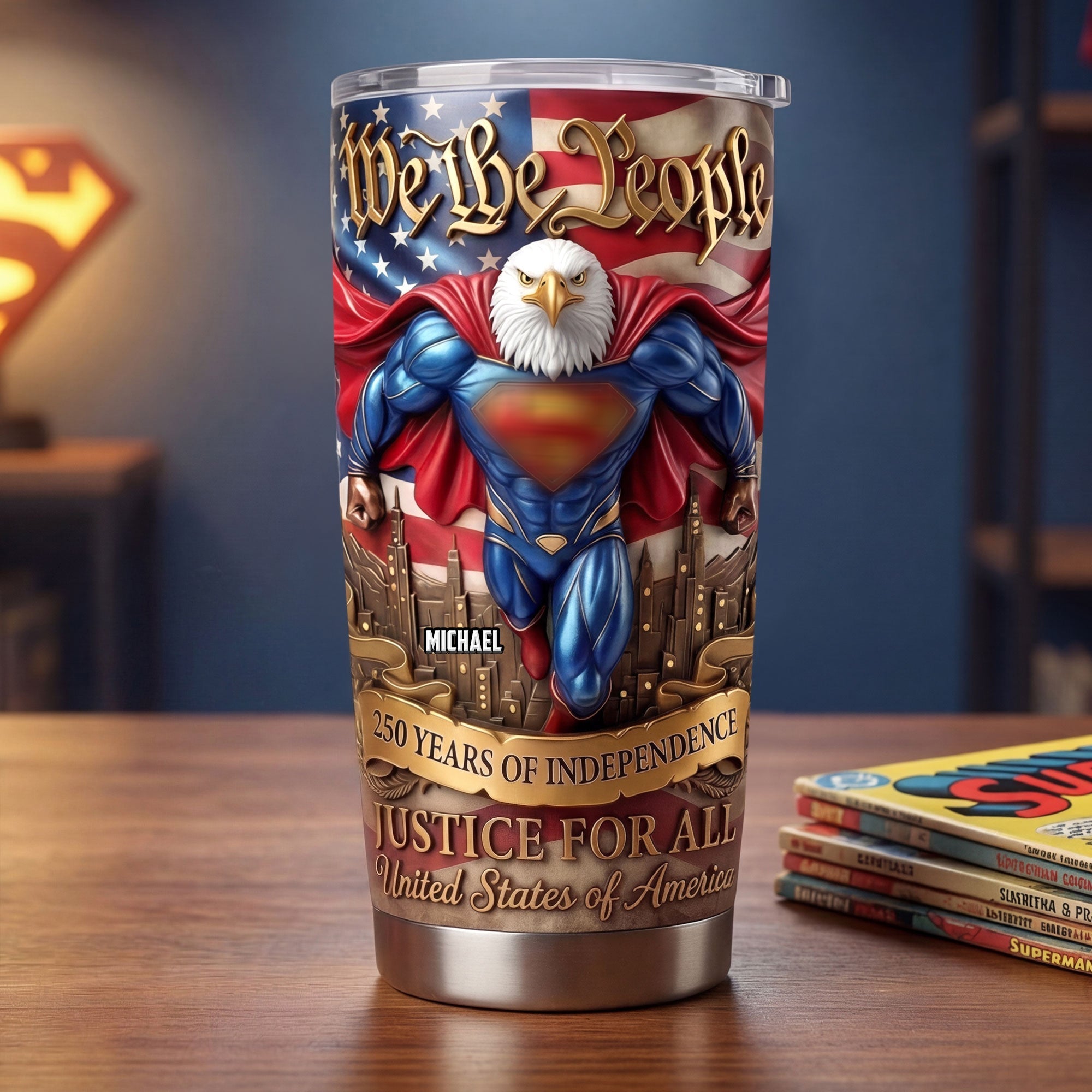 Personalized Eagle Tumbler Custom Name Patriotic Gift