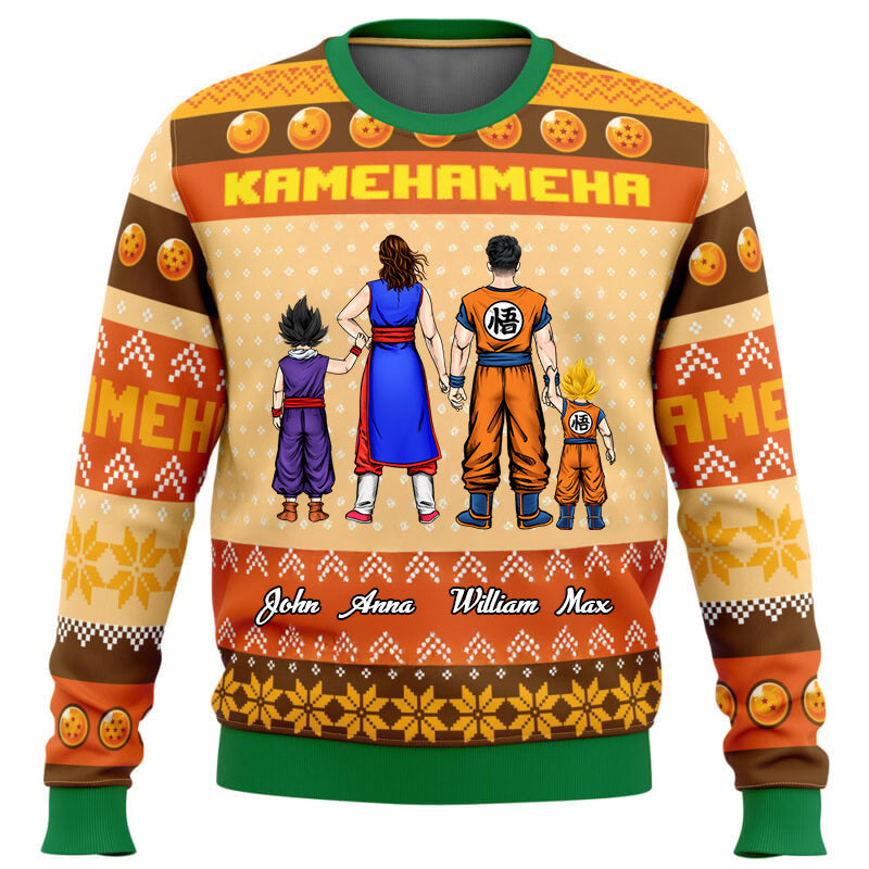 Personalized Dragon Ball Family Ugly Christmas Sweater Gift
