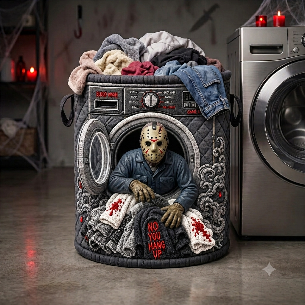 Personalized Horror Movies Quilted Laundry Basket Gift for Fans Quilted Laundry Basket GradoCreations