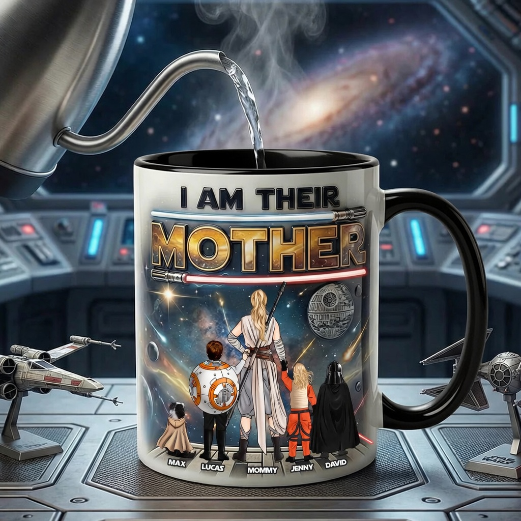 Personalized Space-Themed Accent Mug for Mom with Family Design