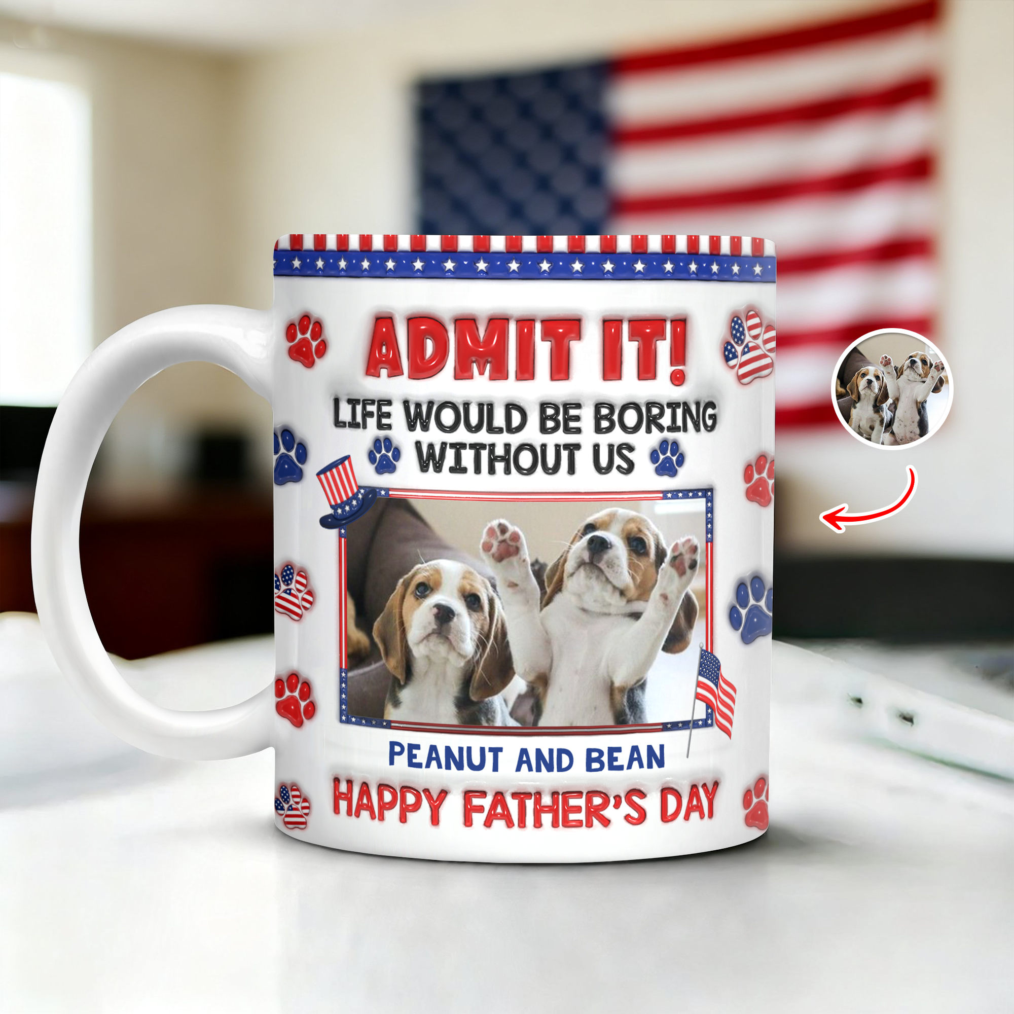 Personalized Dog Photo Mug Custom Photo Gift for Dog Dad HN590 - edge to edge mug GradoCreations