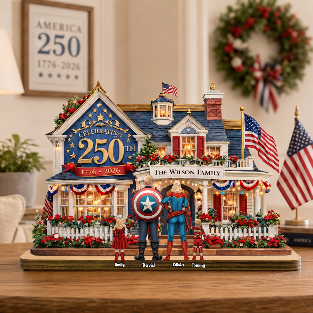 Personalized 250th Anniversary Wooden Plaque USA Gift for Family
