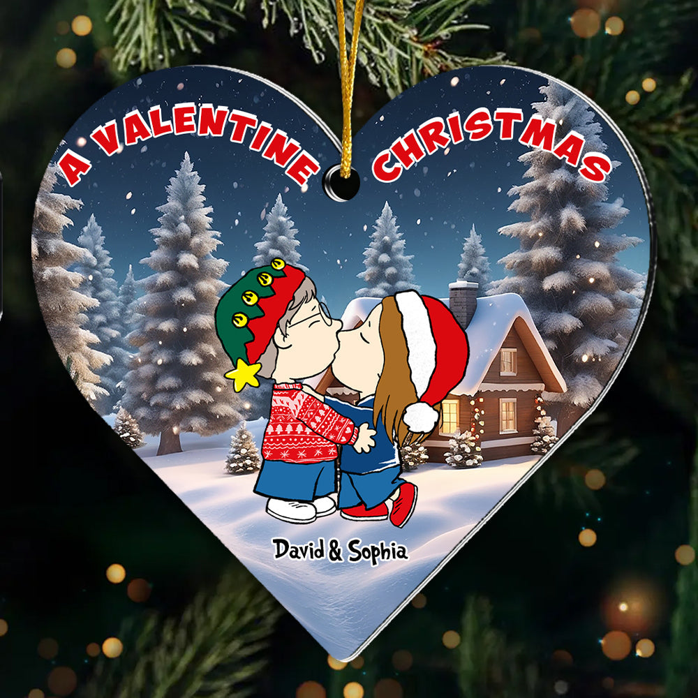 Personalized Heart-Shaped Acrylic Ornament for Couples | Valentine's Christmas Gift