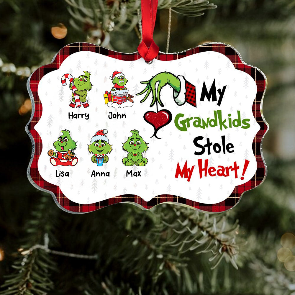 Personalized Acrylic Ornament My Grandkids Stole My Heart Gift for Family Christmas