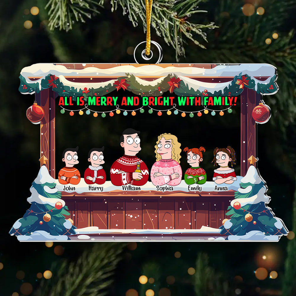 Personalized Acrylic Family Ornament All Is Merry and Bright Christmas Gift
