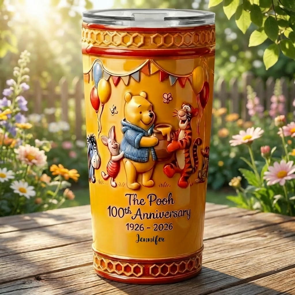 Personalized Honey Bear Tumbler 100th Anniversary Gift for Movie Fans