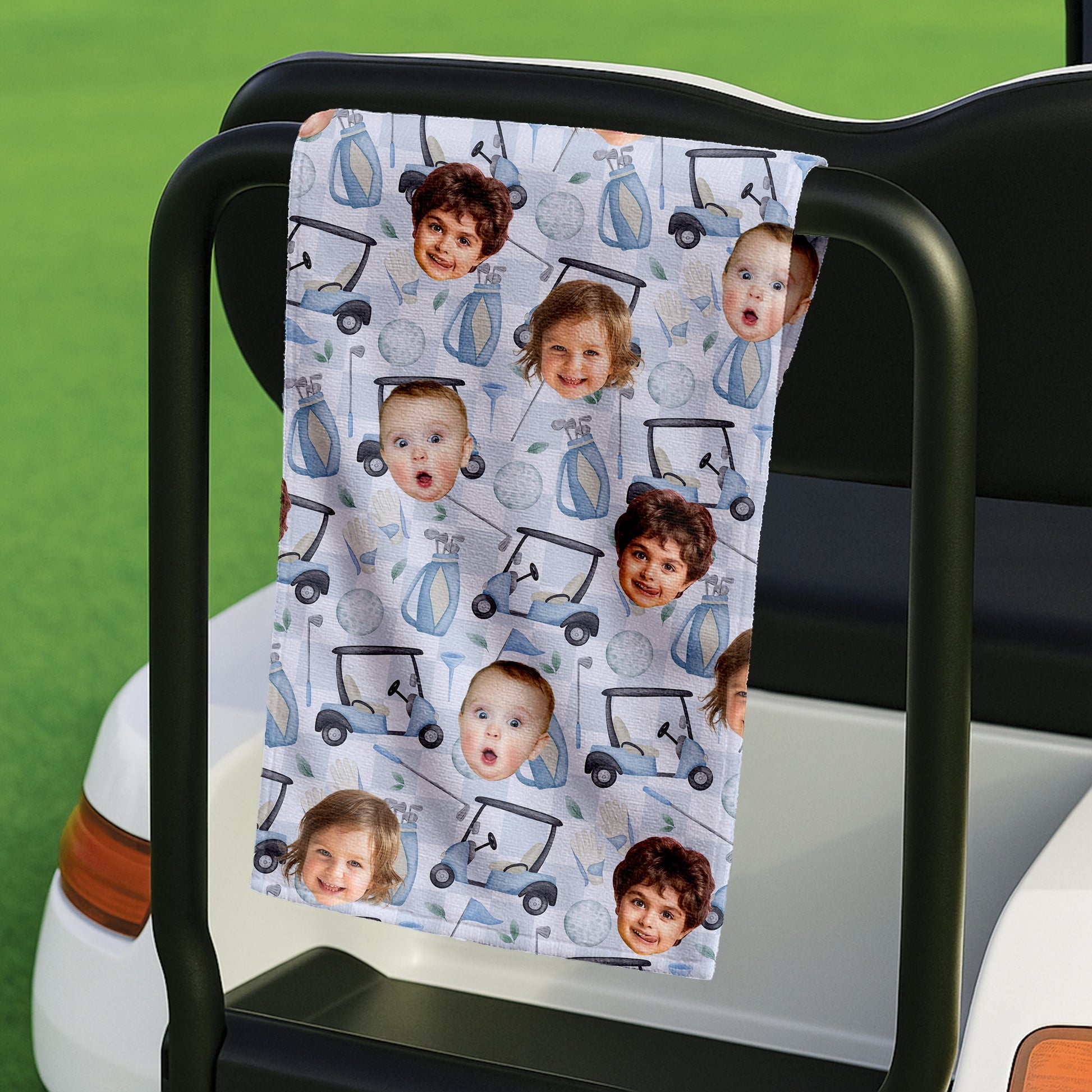 Personalized Kids Face Funny Golf Towel Custom Gift for Dad