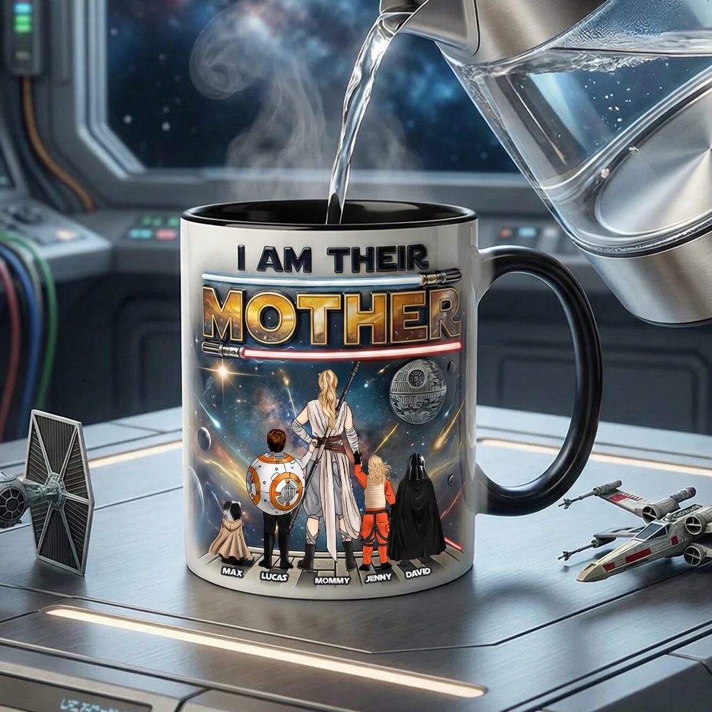 Personalized Space-Themed Accent Mug for Mom with Family Design