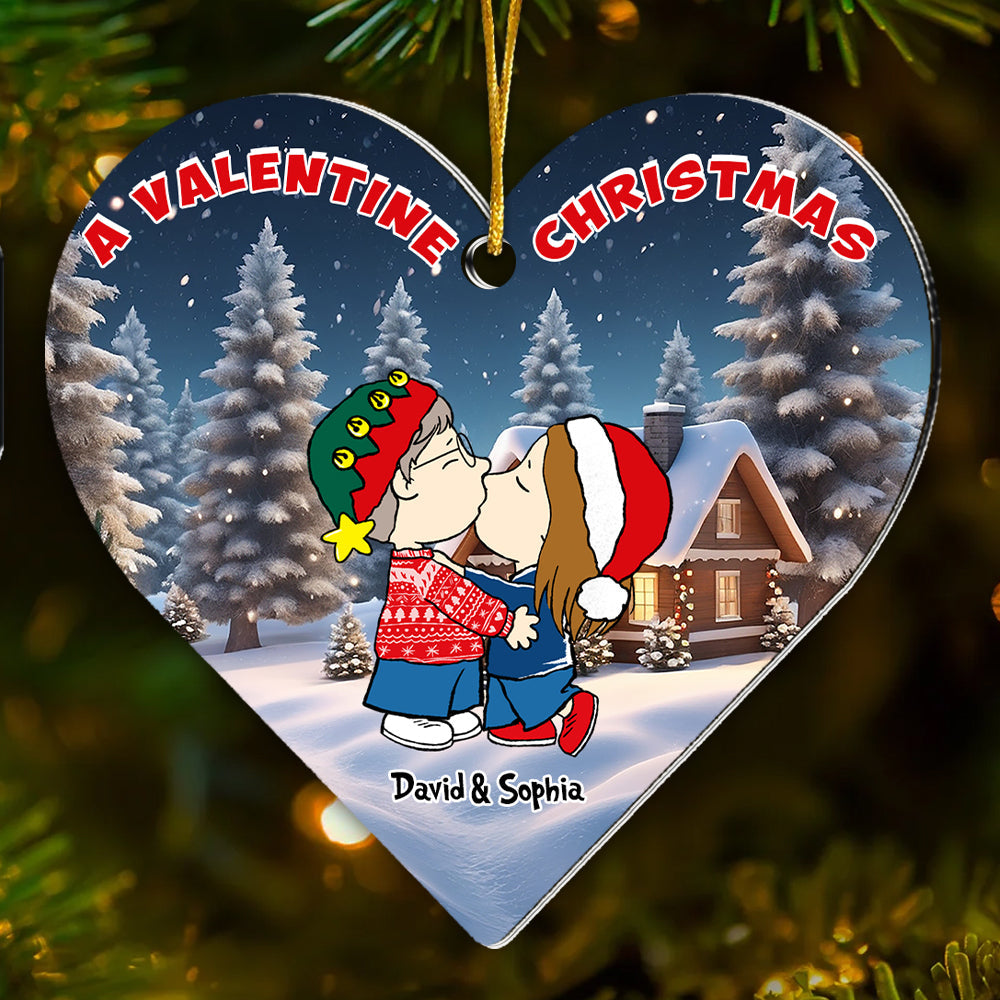 Personalized Heart-Shaped Acrylic Ornament for Couples | Valentine's Christmas Gift