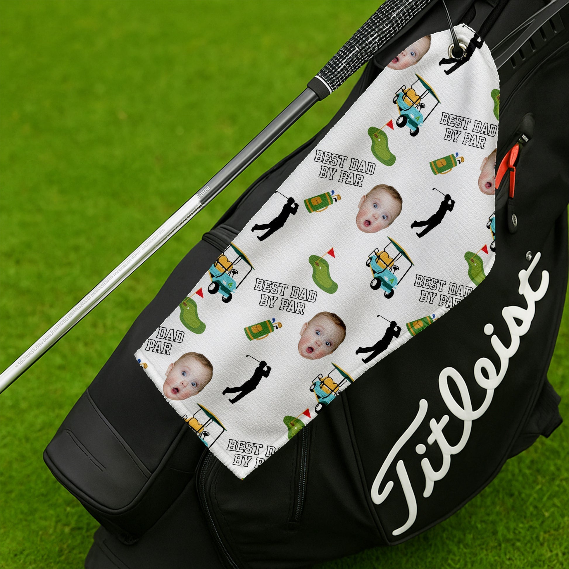 Personalized Kids Photo Golf Towel Best Dad Gift for Dad or Grandpa