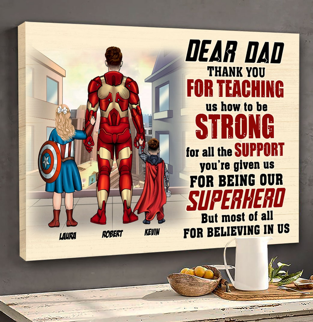 Personalized Canvas Poster for Dad Superhero Gift Idea