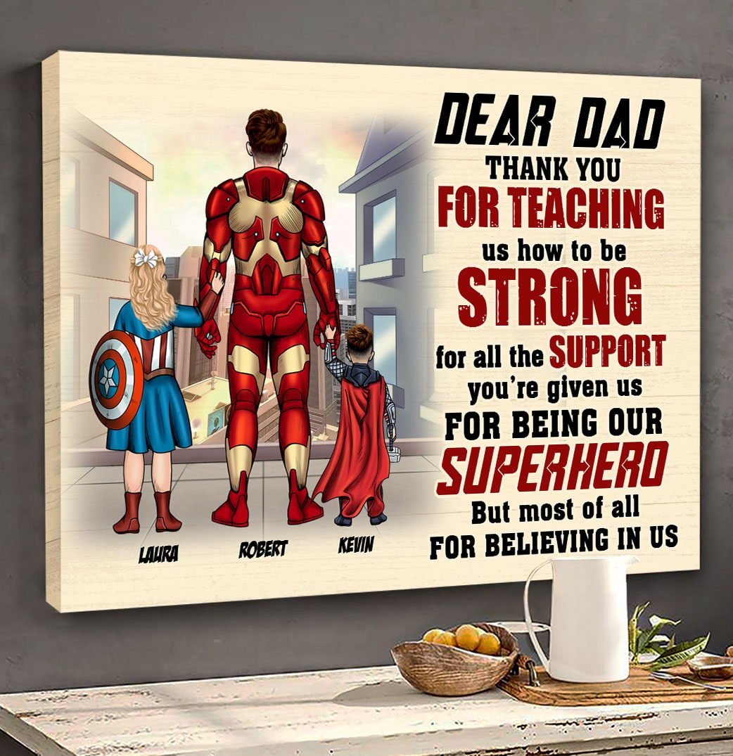 Personalized Canvas Poster for Dad Superhero Gift Idea