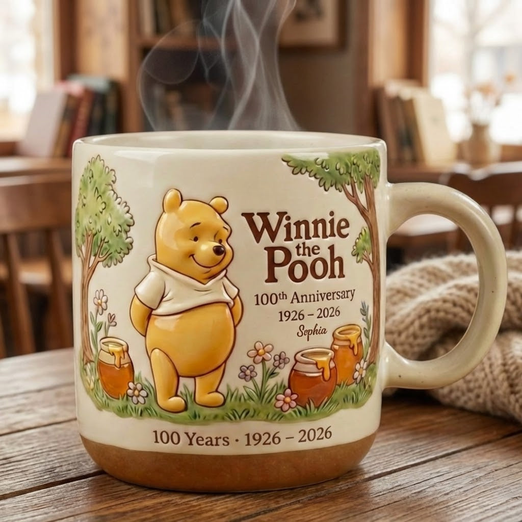 Personalized Winnie the Pooh 100th Anniversary Mug Gift for Movie Fans