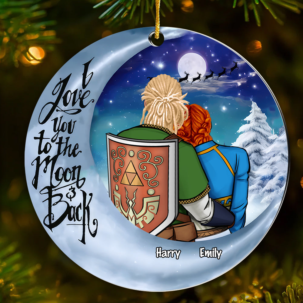 Personalized Acrylic Ornament Love You to the Moon Gift for Couples