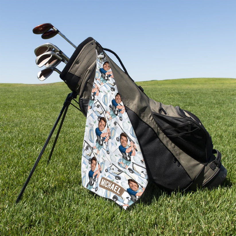 Personalized Golf Towel with Photo Custom Gift for Dad, Grandpa
