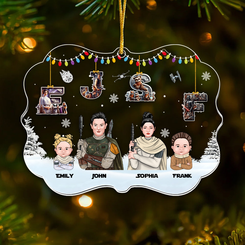 Personalized Family Acrylic Ornament with Alphabet Design for Christmas