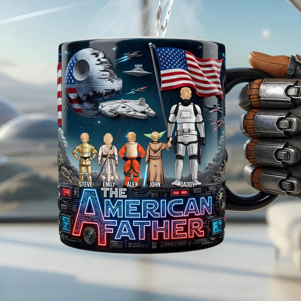 Personalized American Father Accent Mug Custom Gift for Dad
