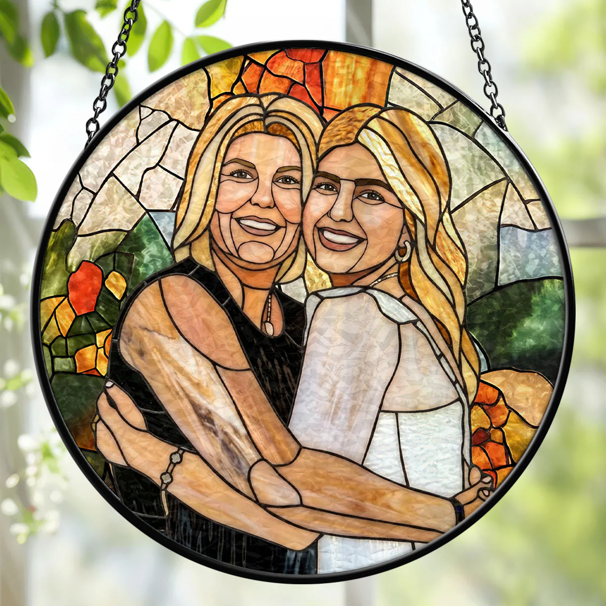 Personalized Stained Glass Suncatcher Gift for Mom or Grandma - Cherished Moments