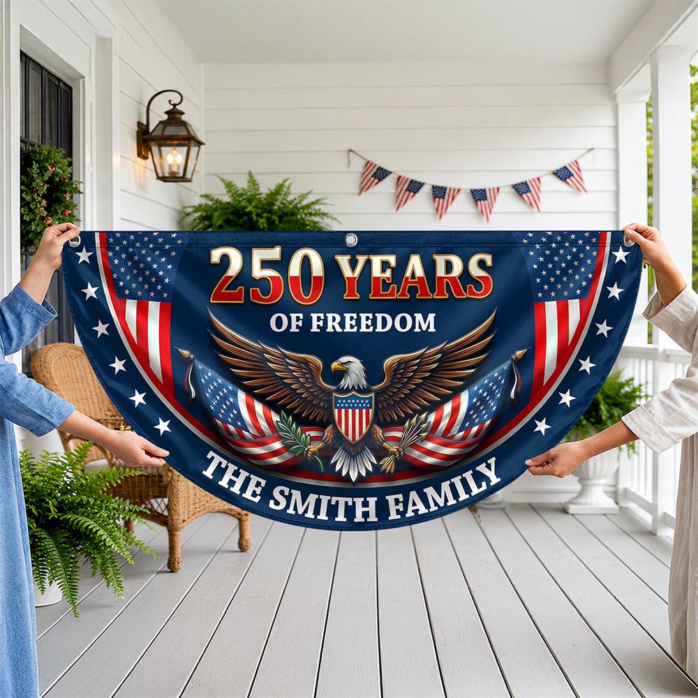 Personalized 250 Years of Freedom Non-Pleated Fan Flag USA Gift for Family Independence Day Decor HN590 - Non-Pleated Fan Flag GradoCreations