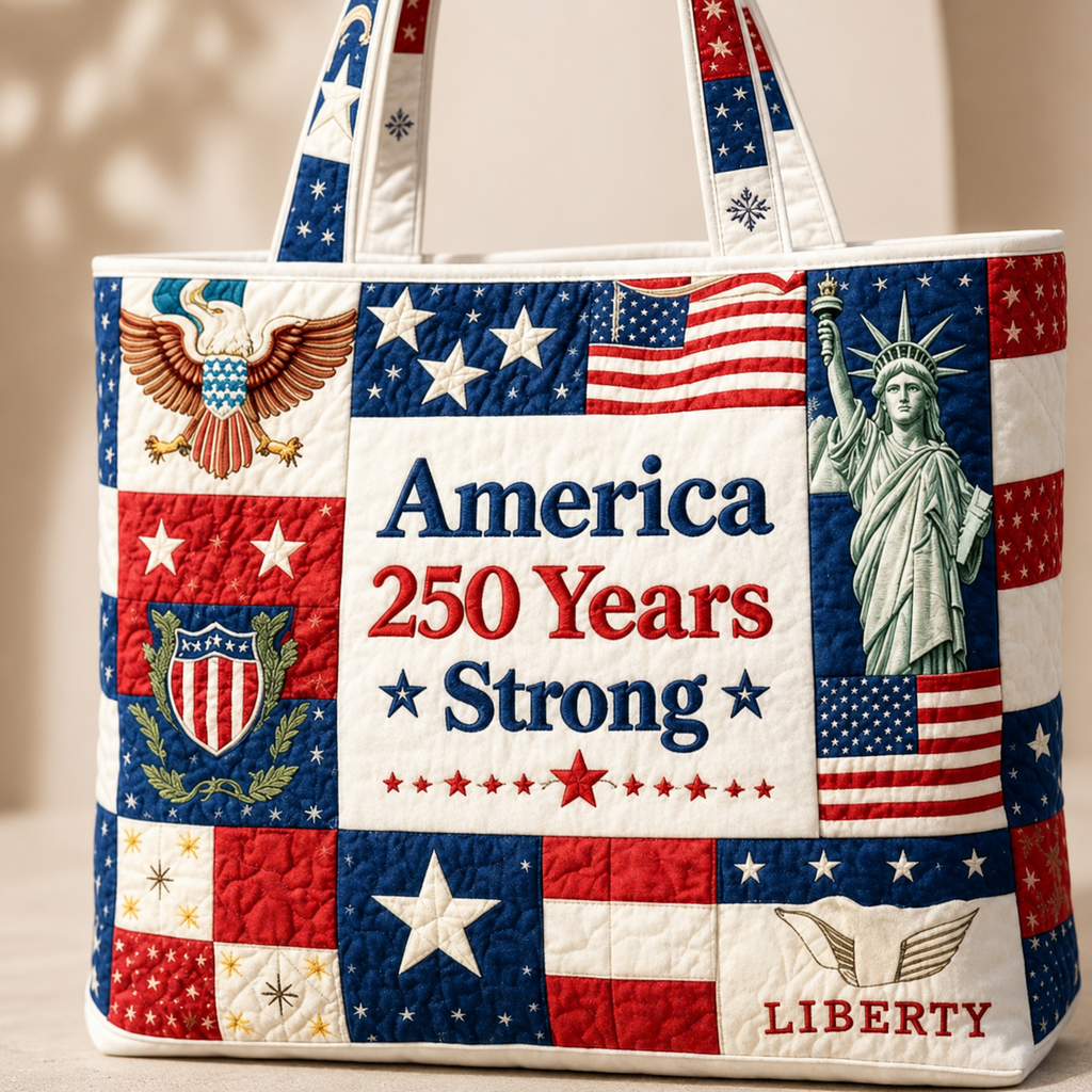 Personalized Patriotic Quilted Tote Bag Custom Design Gift for Patriots