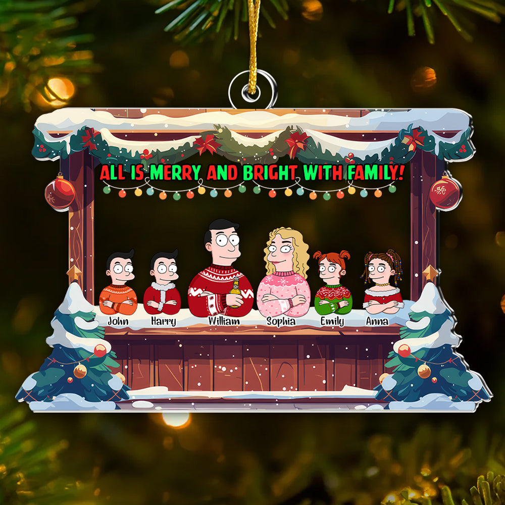 Personalized Acrylic Family Ornament All Is Merry and Bright Christmas Gift