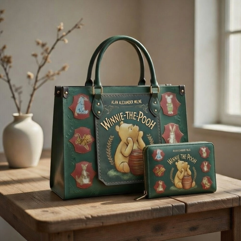 Personalized Winnie the Pooh Leather Handbag & Wallet Set Gift for Movie Fans