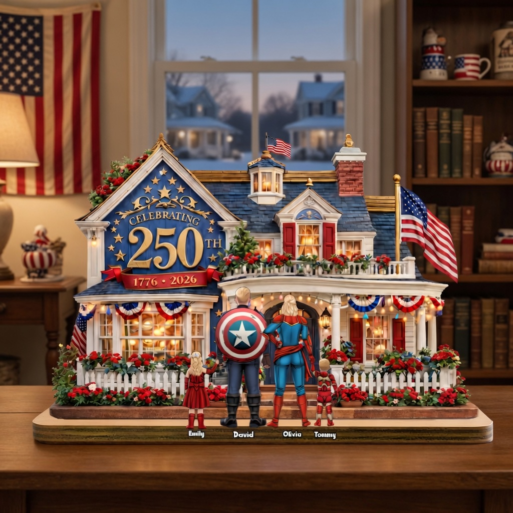 Personalized 250th Anniversary Wooden Plaque USA Gift for Family