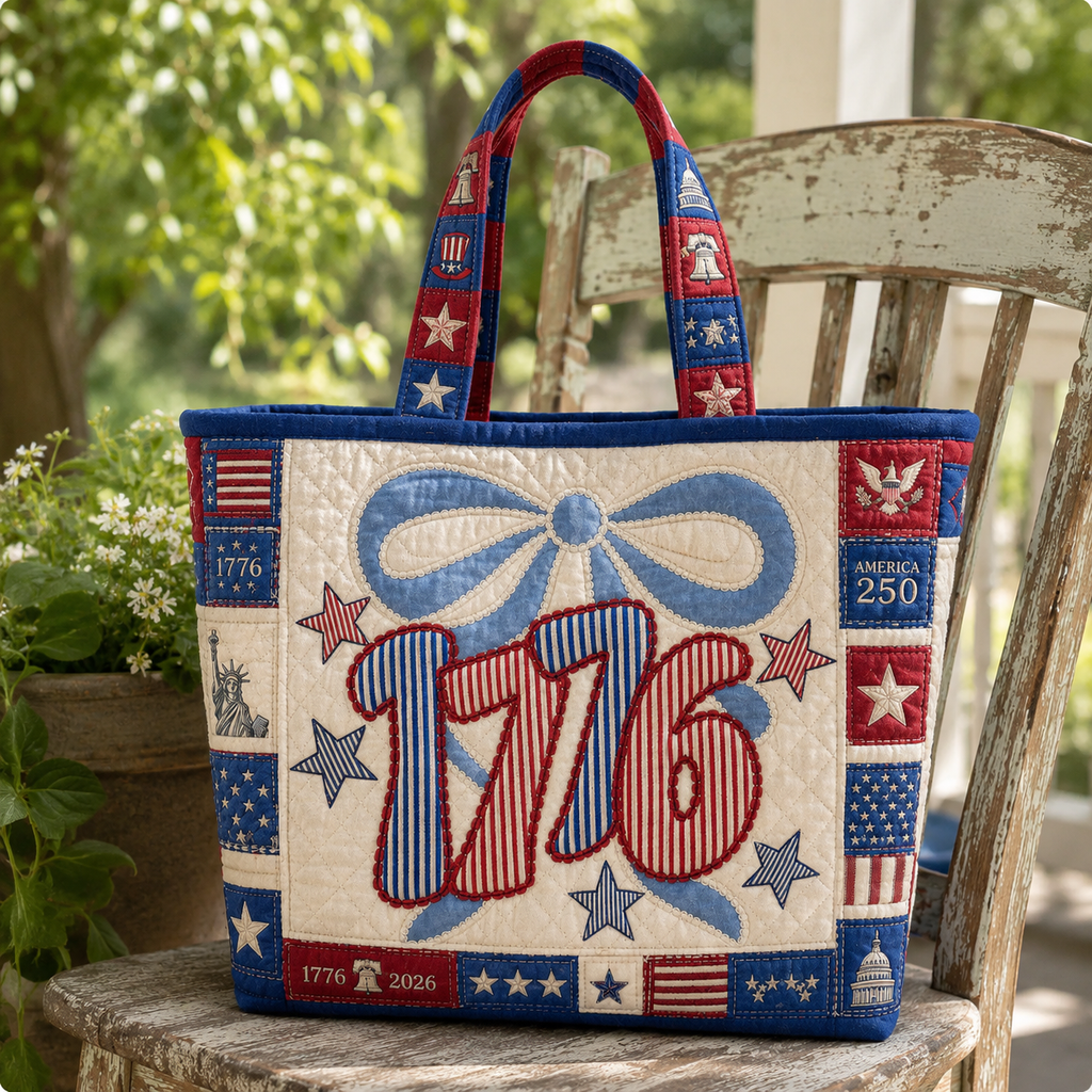 Personalized Quilted Tote Bag 250 Years America Design Gift for Her