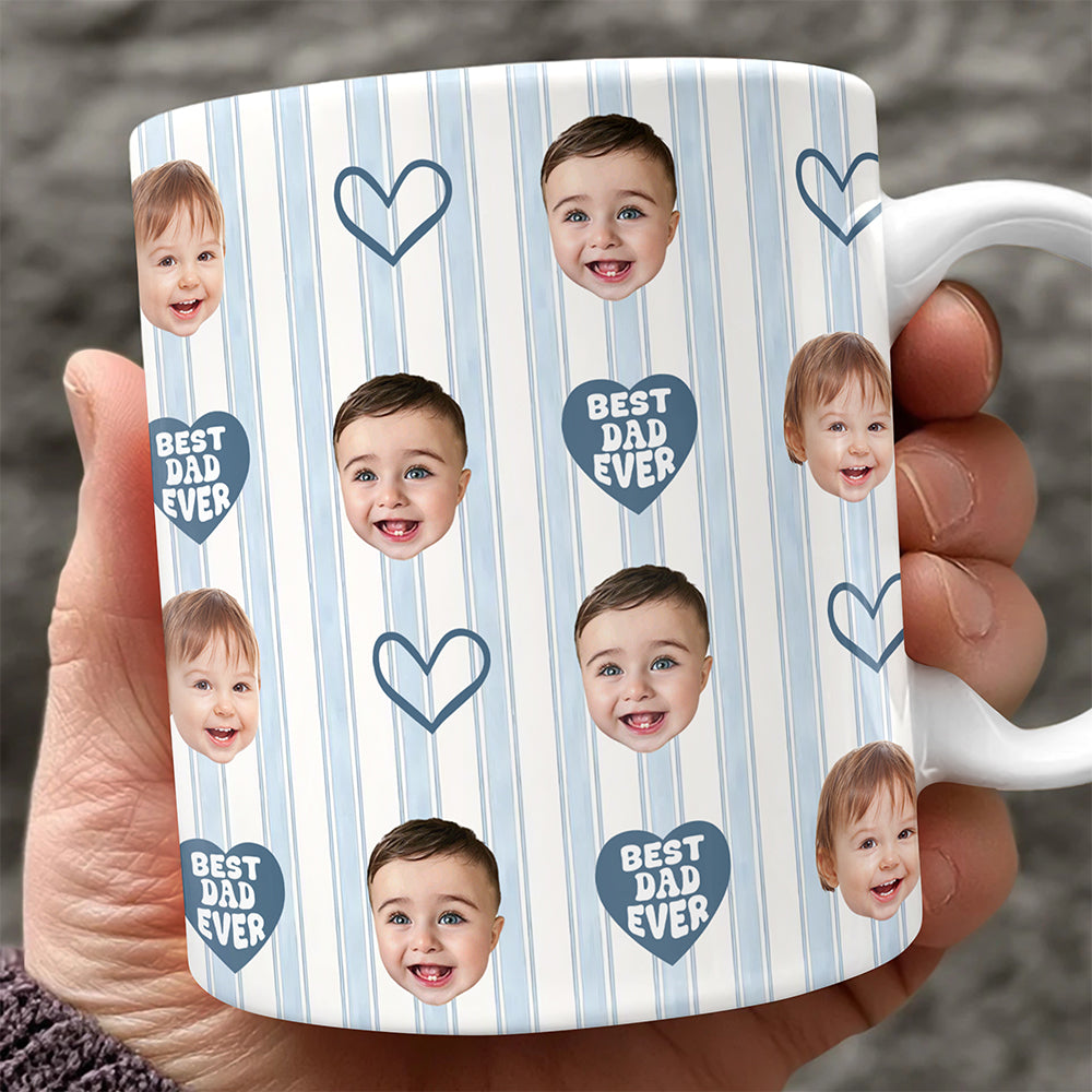 Personalized Photo Mug Gift for Dad Custom Face Father's Day HN590 - edge to edge mug GradoCreations