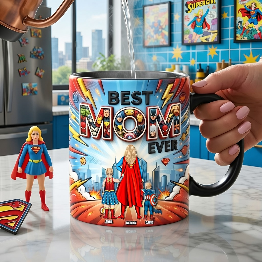 Personalized Best Mom Ever Boss Energy Accent Mug Gift
