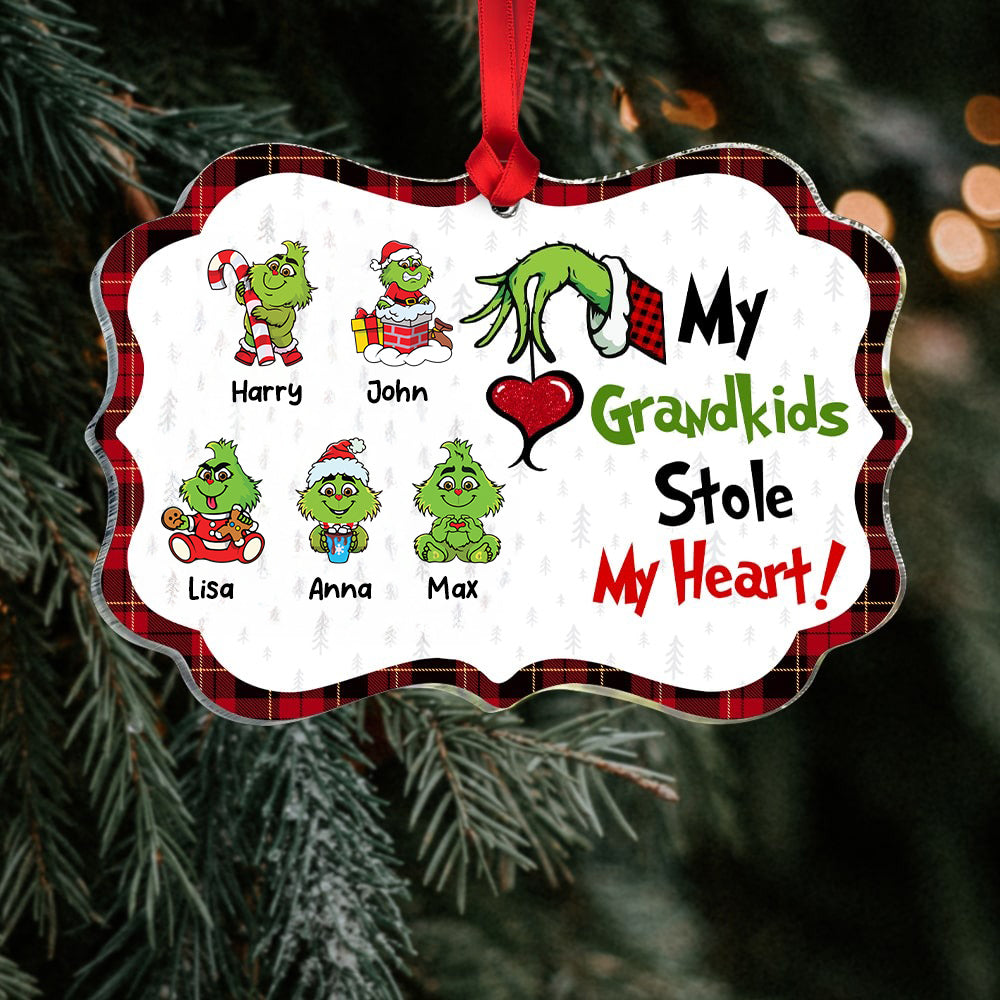 Personalized Acrylic Ornament My Grandkids Stole My Heart Gift for Family Christmas