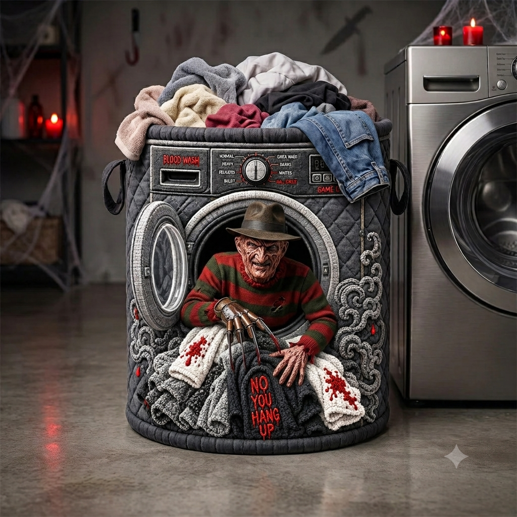 Personalized Horror Movies Quilted Laundry Basket Gift for Fans Quilted Laundry Basket GradoCreations