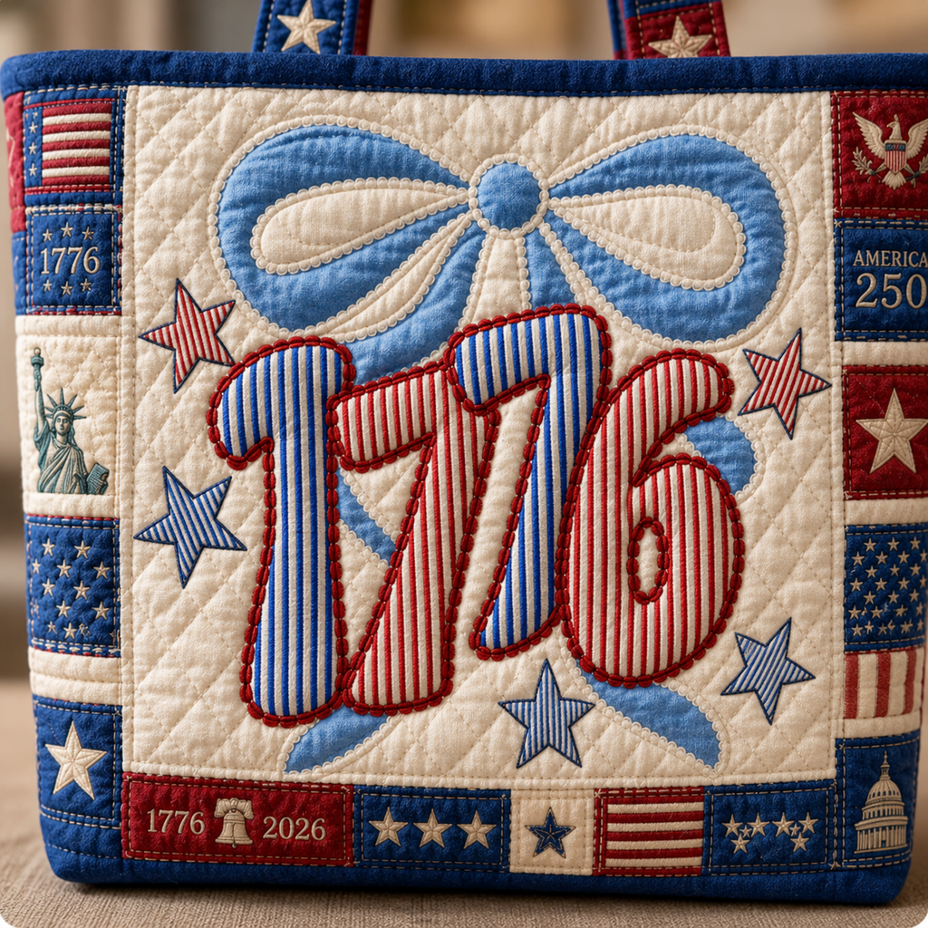 Personalized Quilted Tote Bag 250 Years America Design Gift for Her