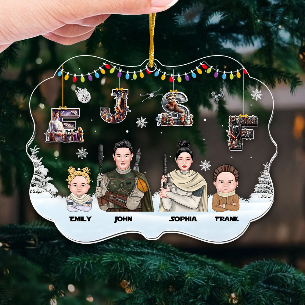 Personalized Family Acrylic Ornament with Alphabet Design for Christmas