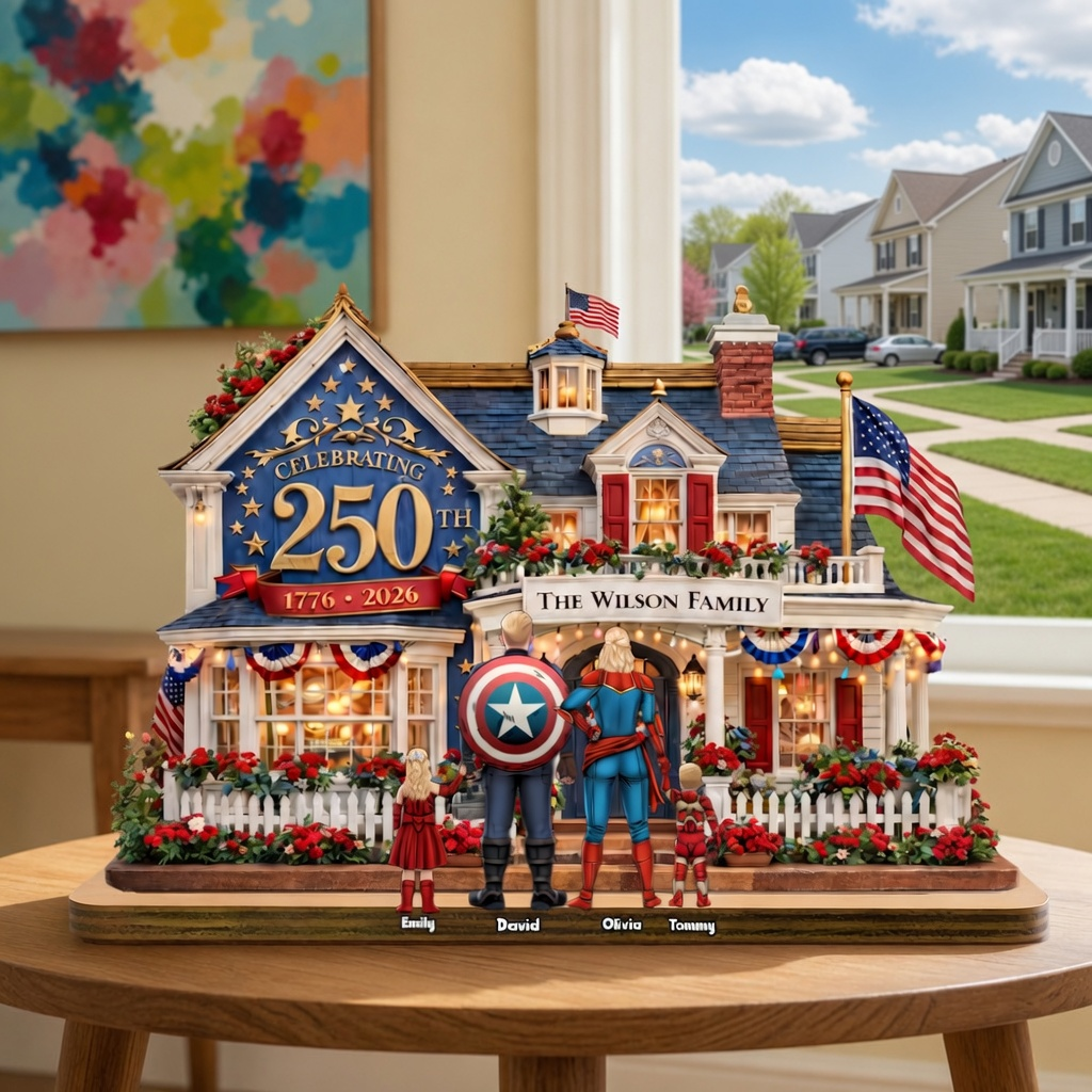 Personalized 250th Anniversary Wooden Plaque USA Gift for Family