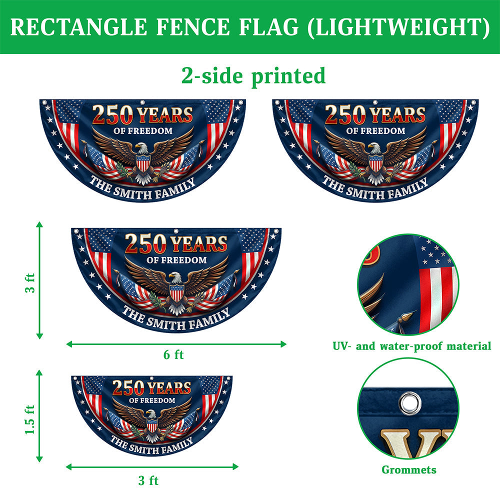 Personalized 250 Years of Freedom Non-Pleated Fan Flag USA Gift for Family Independence Day Decor HN590 - Non-Pleated Fan Flag GradoCreations