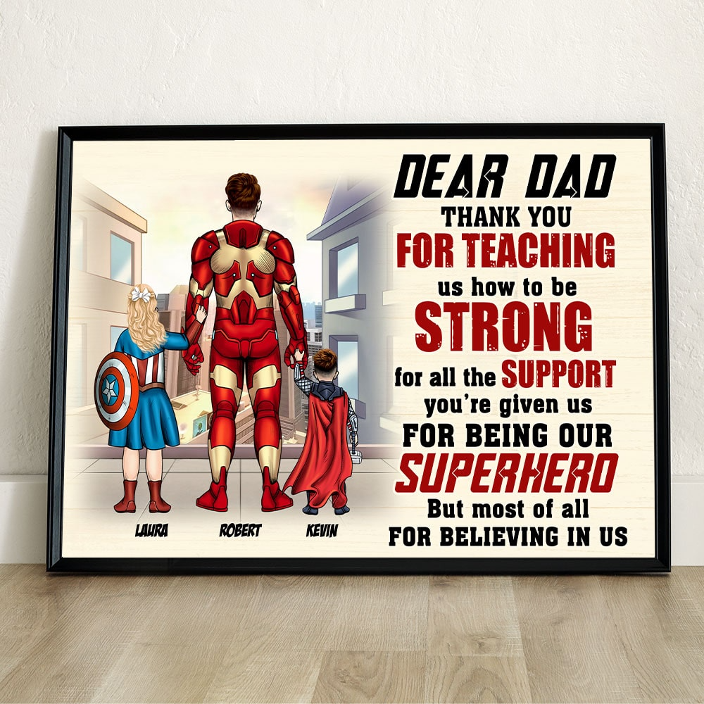 Personalized Canvas Poster for Dad Superhero Gift Idea