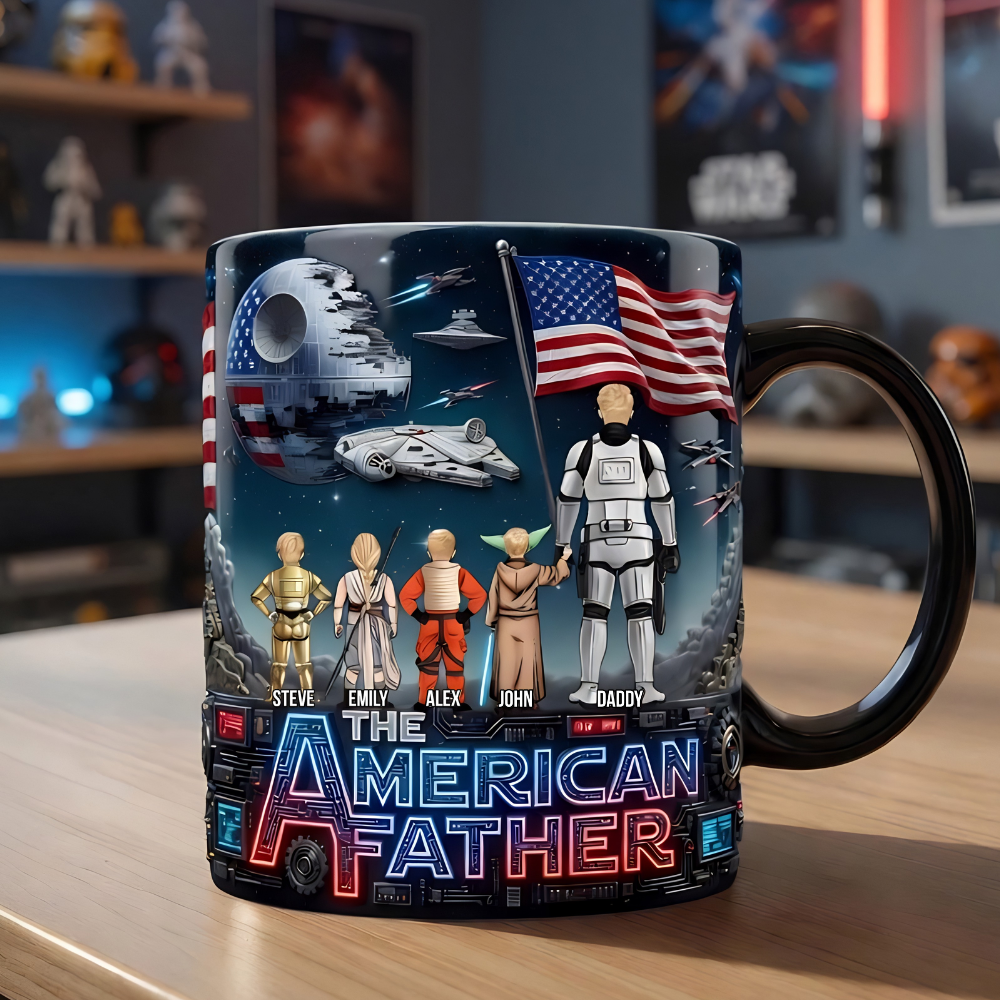 Personalized American Father Accent Mug Custom Gift for Dad