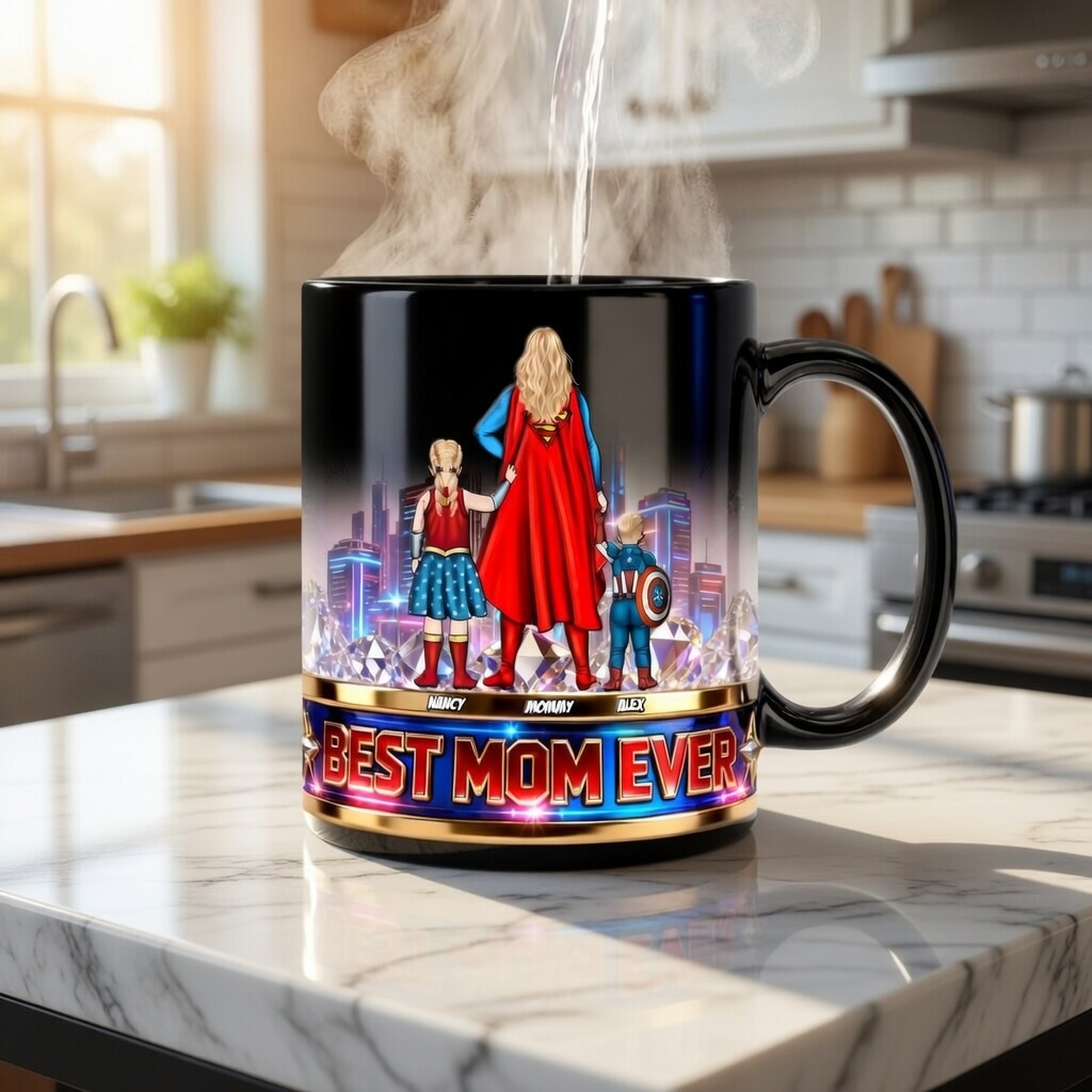 Personalized Black Mug Best Mom Ever Gift for Mother's Day