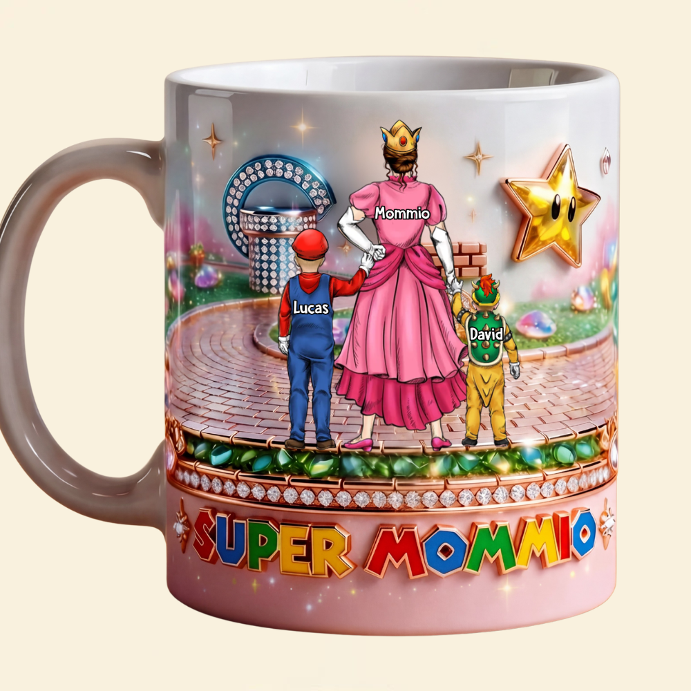 Personalized Mug for Mom with Kids Design - Super Mom Gift