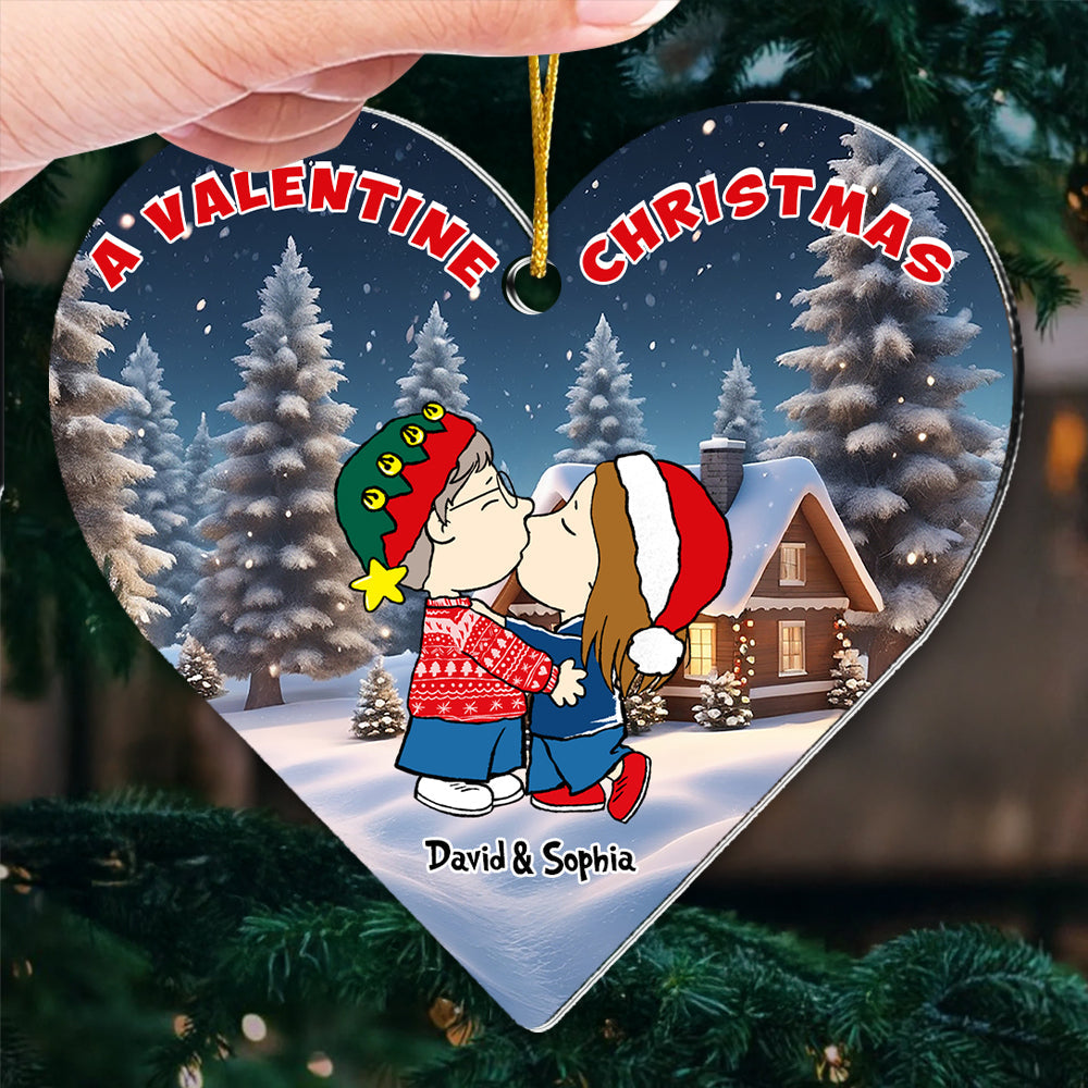 Personalized Heart-Shaped Acrylic Ornament for Couples | Valentine's Christmas Gift