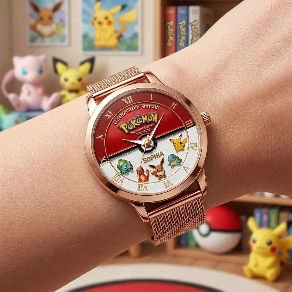 Personalized Pokémon Women's Hand Watch Custom Name Gift for Her
