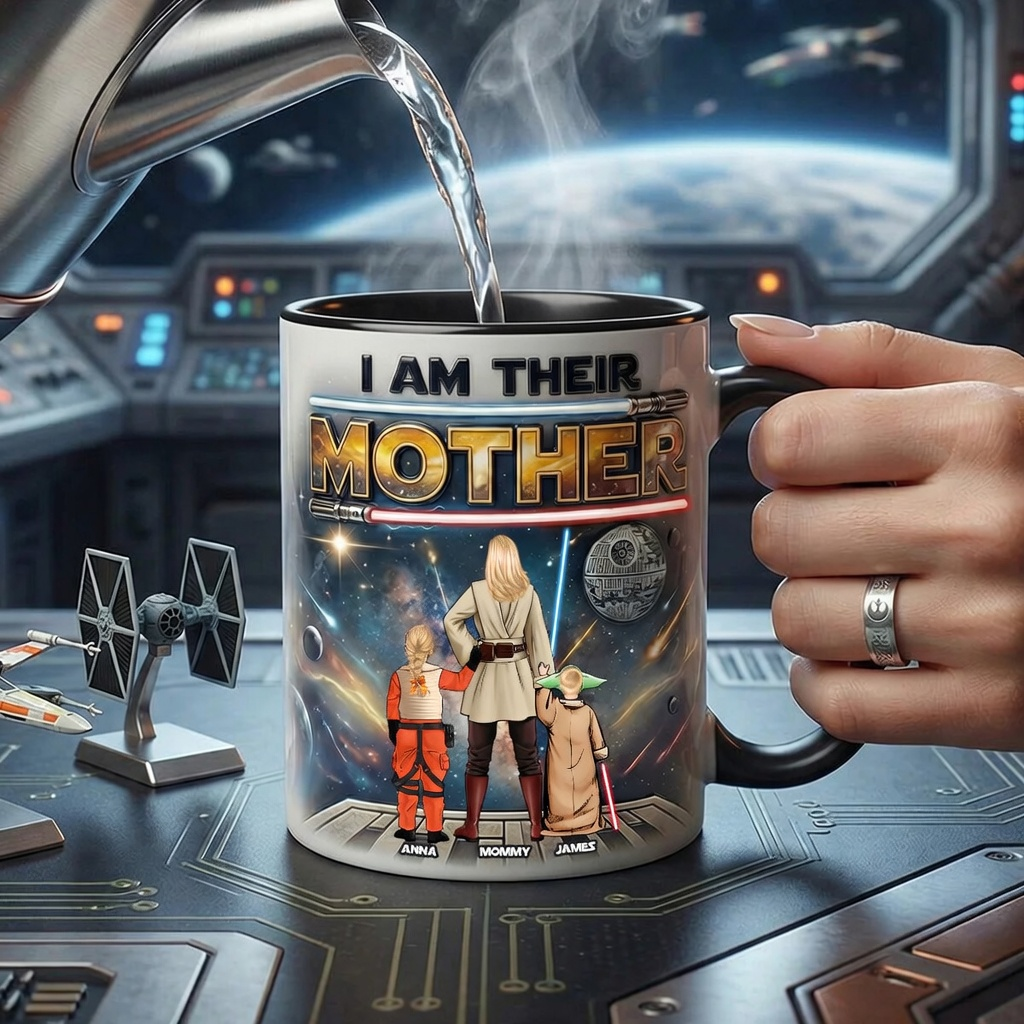 Personalized Space-Themed Accent Mug for Mom with Family Design