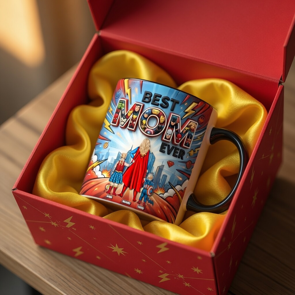Personalized Best Mom Ever Boss Energy Accent Mug Gift