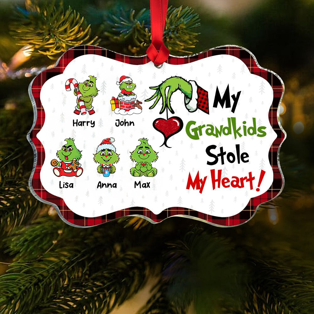 Personalized Acrylic Ornament My Grandkids Stole My Heart Gift for Family Christmas