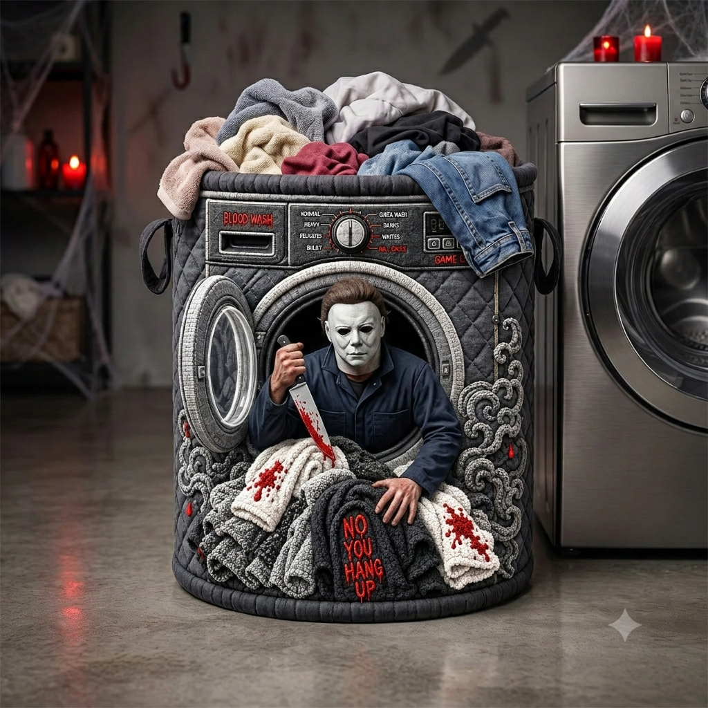 Personalized Horror Movies Quilted Laundry Basket Gift for Fans Quilted Laundry Basket GradoCreations