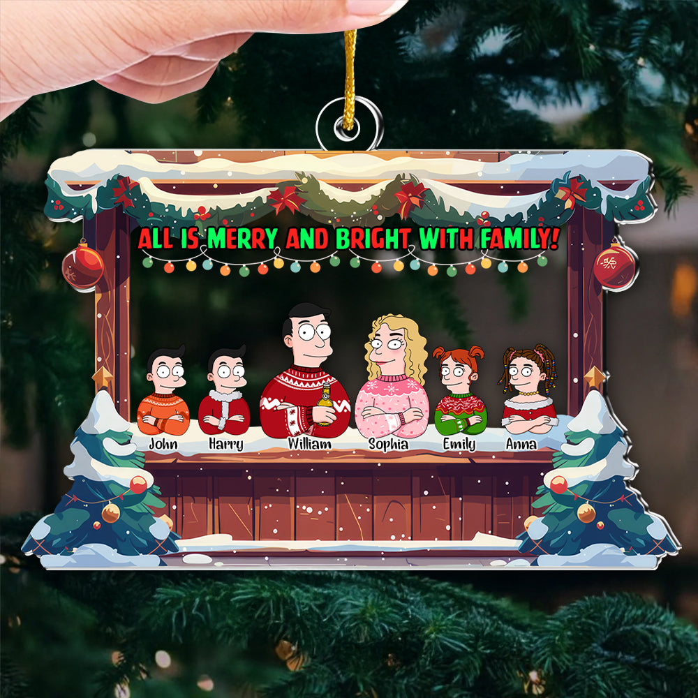 Personalized Acrylic Family Ornament All Is Merry and Bright Christmas Gift